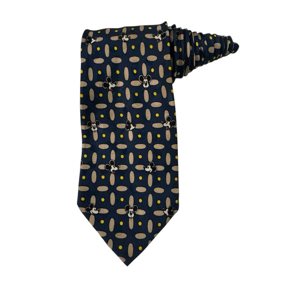 Vintage Disney Mickey Faces Cartoon Novelty Necktie 100% Silk